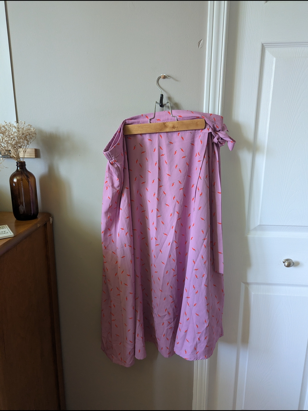 Faux Wrap Skirt With Hot Peppers